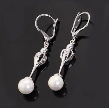 43x7mm WHITE PEARL CZ DANGLE EARRINGS
